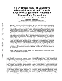 A New Hybrid Model of Generative Adversarial Network and You Only Look Once Algorithm for Automatic License-Plate Recognition