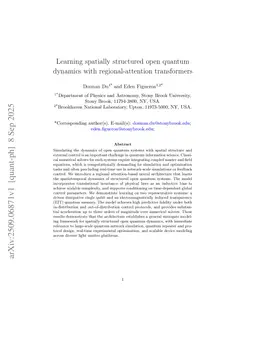 Learning spatially structured open quantum dynamics with regional-attention transformers