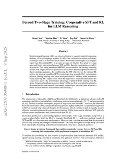 Beyond Two-Stage Training: Cooperative SFT and RL for LLM Reasoning