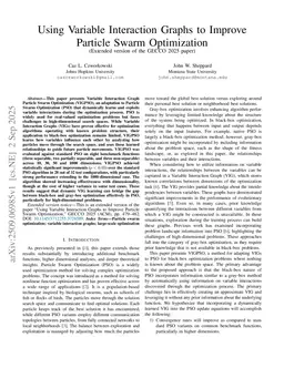 Using Variable Interaction Graphs to Improve Particle Swarm Optimization