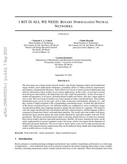 1 bit is all we need: binary normalized neural networks