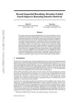 Beyond Sequential Reranking: Reranker-Guided Search Improves Reasoning Intensive Retrieval