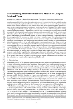 Benchmarking Information Retrieval Models on Complex Retrieval Tasks