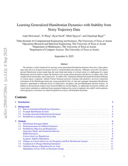 Learning Generalized Hamiltonian Dynamics with Stability from Noisy Trajectory Data