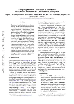 Mitigating Attention Localization in Small Scale: Self-Attention Refinement via One-step Belief Propagation