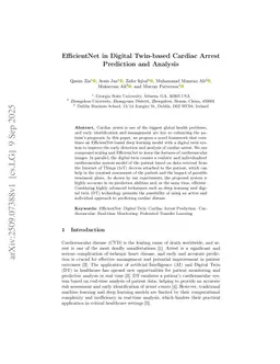 EfficientNet in Digital Twin-based Cardiac Arrest Prediction and Analysis