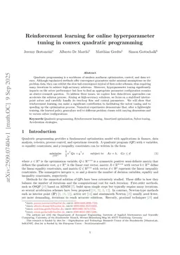 Reinforcement learning for online hyperparameter tuning in convex quadratic programming