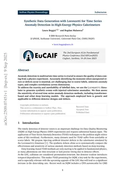 Synthetic Data Generation with Lorenzetti for Time Series Anomaly Detection in High-Energy Physics Calorimeters