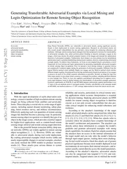Generating Transferrable Adversarial Examples via Local Mixing and Logits Optimization for Remote Sensing Object Recognition