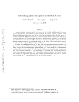 Persuading Agents in Opinion Formation Games