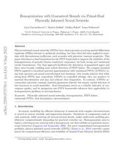 Homogenization with Guaranteed Bounds via Primal-Dual Physically Informed Neural Networks