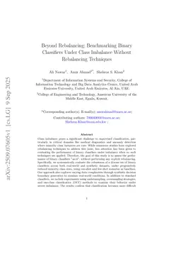 Beyond Rebalancing: Benchmarking Binary Classifiers Under Class Imbalance Without Rebalancing Techniques