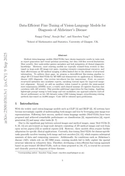 Data-Efficient Fine-Tuning of Vision-Language Models for Diagnosis of Alzheimer's Disease