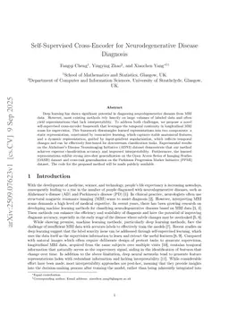 Self-Supervised Cross-Encoder for Neurodegenerative Disease Diagnosis
