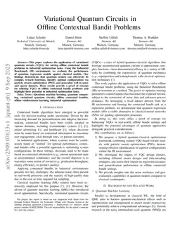 Variational Quantum Circuits in Offline Contextual Bandit Problems