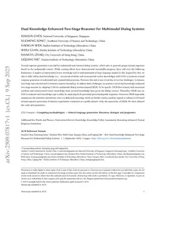 Dual Knowledge-Enhanced Two-Stage Reasoner for Multimodal Dialog Systems