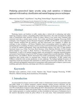 Predicting person-level injury severity using crash narratives: A balanced approach with roadway classification and natural language process techniques