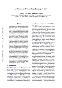 Are Humans as Brittle as Large Language Models?