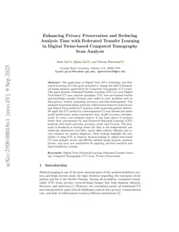 Enhancing Privacy Preservation and Reducing Analysis Time with Federated Transfer Learning in Digital Twins-based Computed Tomography Scan Analysis