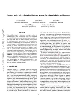 Hammer and Anvil: A Principled Defense Against Backdoors in Federated Learning