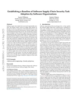 Establishing a Baseline of Software Supply Chain Security Task Adoption by Software Organizations