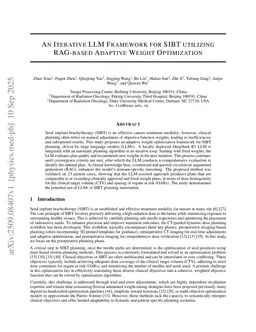 An Iterative LLM Framework for SIBT utilizing RAG-based Adaptive Weight Optimization