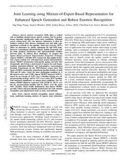 Joint Learning using Mixture-of-Expert-Based Representation for Enhanced Speech Generation and Robust Emotion Recognition