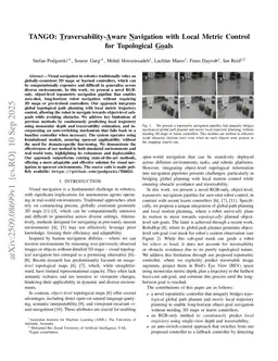TANGO: Traversability-Aware Navigation with Local Metric Control for Topological Goals