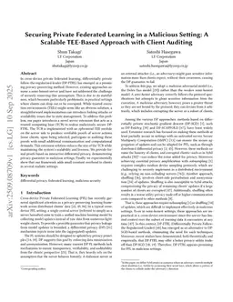 Securing Private Federated Learning in a Malicious Setting: A Scalable TEE-Based Approach with Client Auditing