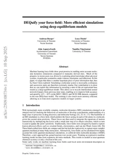 DEQuify your force field: More efficient simulations using deep equilibrium models