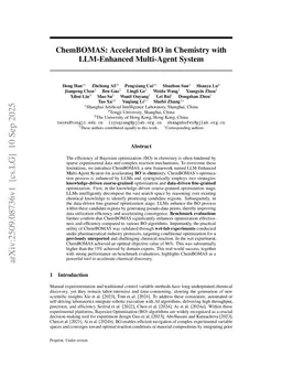 ChemBOMAS: Accelerated BO in Chemistry with LLM-Enhanced Multi-Agent System
