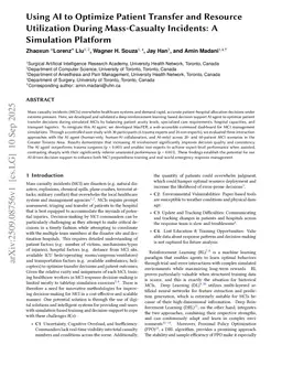 Using AI to Optimize Patient Transfer and Resource Utilization During Mass-Casualty Incidents: A Simulation Platform