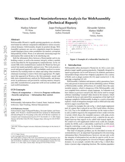 Wanilla: Sound Noninterference Analysis for WebAssembly