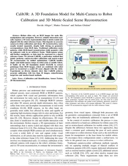 Calib3R: A 3D Foundation Model for Multi-Camera to Robot Calibration and 3D Metric-Scaled Scene Reconstruction