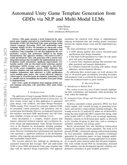 Automated Unity Game Template Generation from GDDs via NLP and Multi-Modal LLMs