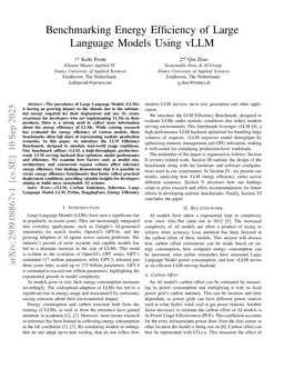 Benchmarking Energy Efficiency of Large Language Models Using vLLM