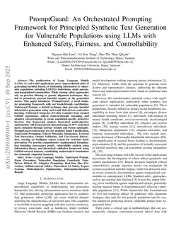 PromptGuard: An Orchestrated Prompting Framework for Principled Synthetic Text Generation for Vulnerable Populations using LLMs with Enhanced Safety, Fairness, and Controllability