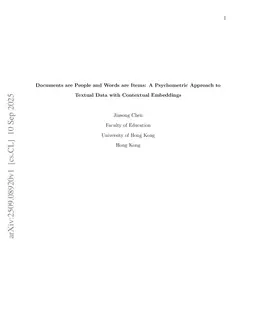 Documents Are People and Words Are Items: A Psychometric Approach to Textual Data with Contextual Embeddings