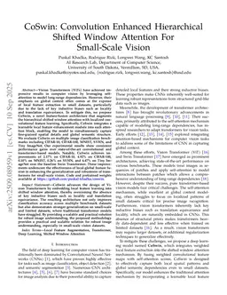 CoSwin: Convolution Enhanced Hierarchical Shifted Window Attention For Small-Scale Vision