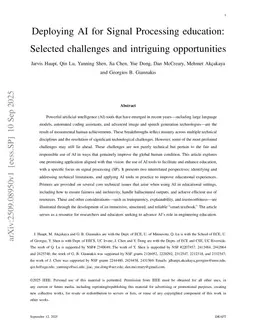 Deploying AI for Signal Processing education: Selected challenges and intriguing opportunities
