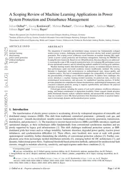 A Scoping Review of Machine Learning Applications in Power System Protection and Disturbance Management
