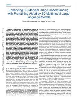 Enhancing 3D Medical Image Understanding with Pretraining Aided by 2D Multimodal Large Language Models