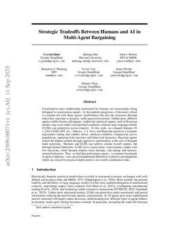 Strategic Tradeoffs Between Humans and AI in Multi-Agent Bargaining