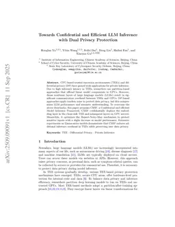 Towards Confidential and Efficient LLM Inference with Dual Privacy Protection