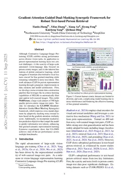 Gradient-Attention Guided Dual-Masking Synergetic Framework for Robust Text-based Person Retrieval