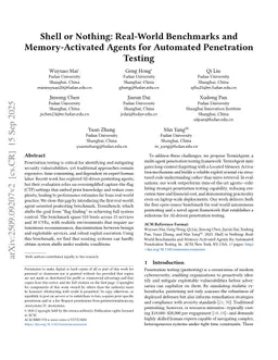 Shell or Nothing: Real-World Benchmarks and Memory-Activated Agents for Automated Penetration Testing