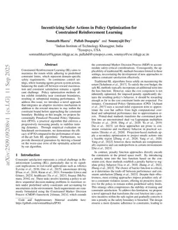 Incentivizing Safer Actions in Policy Optimization for Constrained Reinforcement Learning