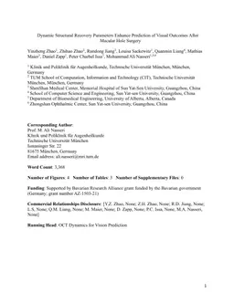 Dynamic Structural Recovery Parameters Enhance Prediction of Visual Outcomes After Macular Hole Surgery