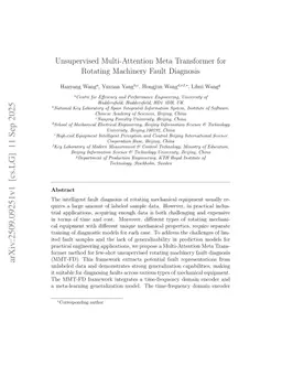 Unsupervised Multi-Attention Meta Transformer for Rotating Machinery Fault Diagnosis