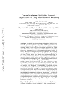 Curriculum-Based Multi-Tier Semantic Exploration via Deep Reinforcement Learning